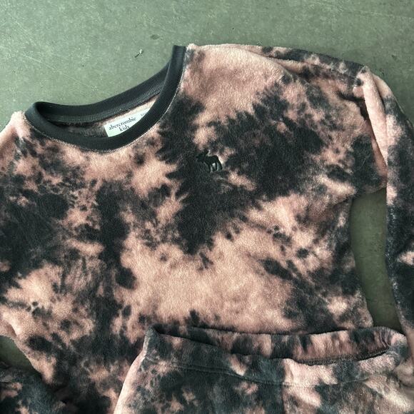Vintage Y2K Abercrombie Kids Tie Dye Fleece Sweatshirt & Short Sleep Set 11/12 - Picture 4 of 8